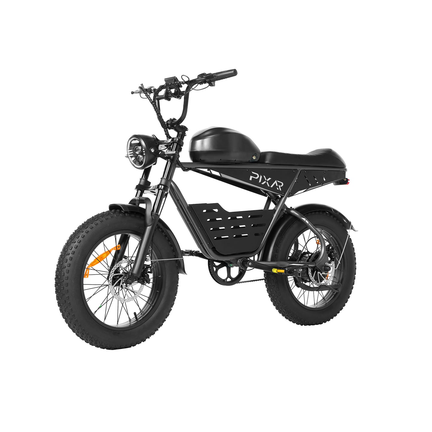 PIXAR SuperV e-bike three-quarter profile with battery and motor