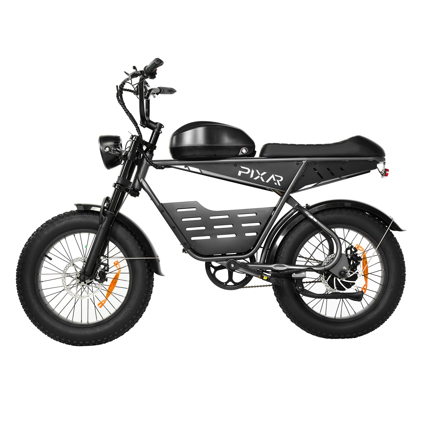 PIXAR SuperV e-bike side profile with battery and motor