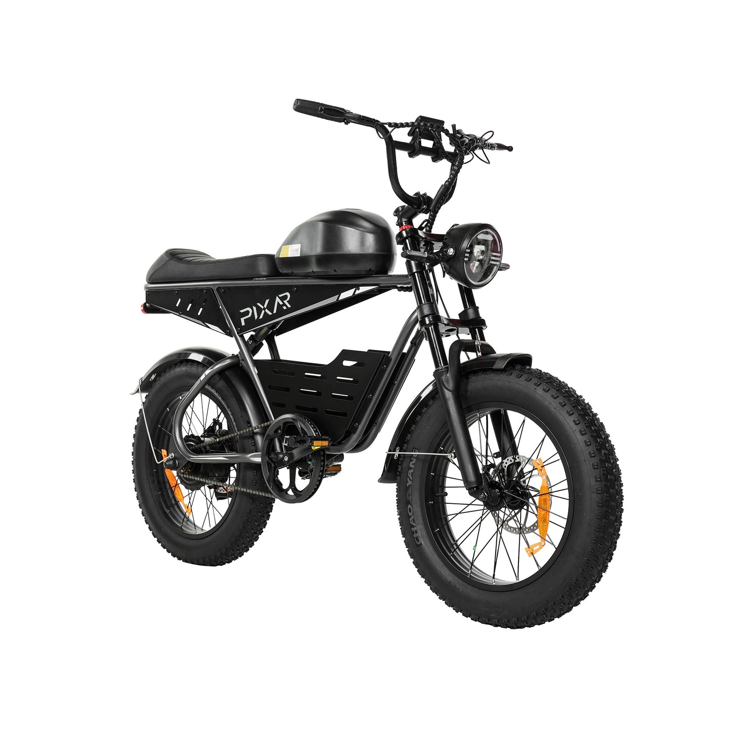 PIXAR SuperV e-bike three-quarter profile facing right with battery and motor
